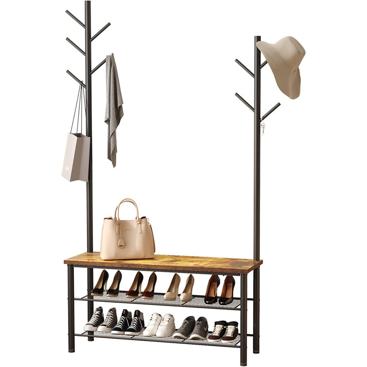 Williston Abdulrhaman Steel Hall Tree with Bench and Shoe Storage Wayfair.co.uk